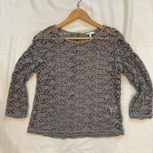Joie Antonina Lace Top in Gray